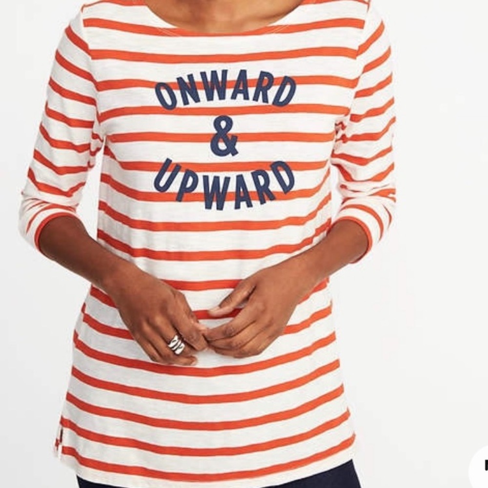 NWOT Old Navy Onward & Upward Striped 3/4 Length Sleeve Shirt